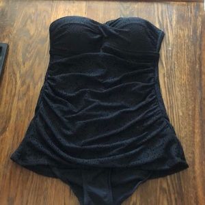 Merona one piece black swimsuit with removable halter strap